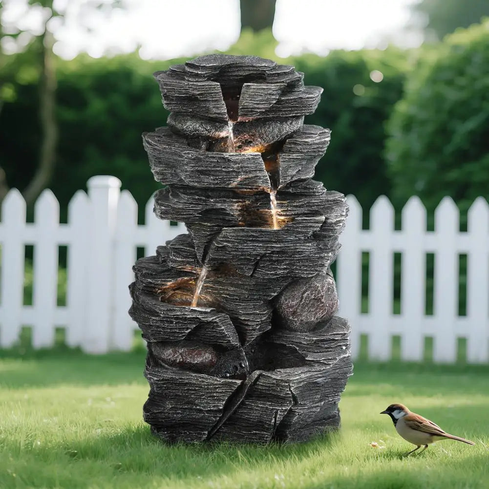 Waterfall-style Rock Water Feature Fountain, Garden Waterfall Decoration, Suitable For Courtyards, Porches, And Home Art Decor