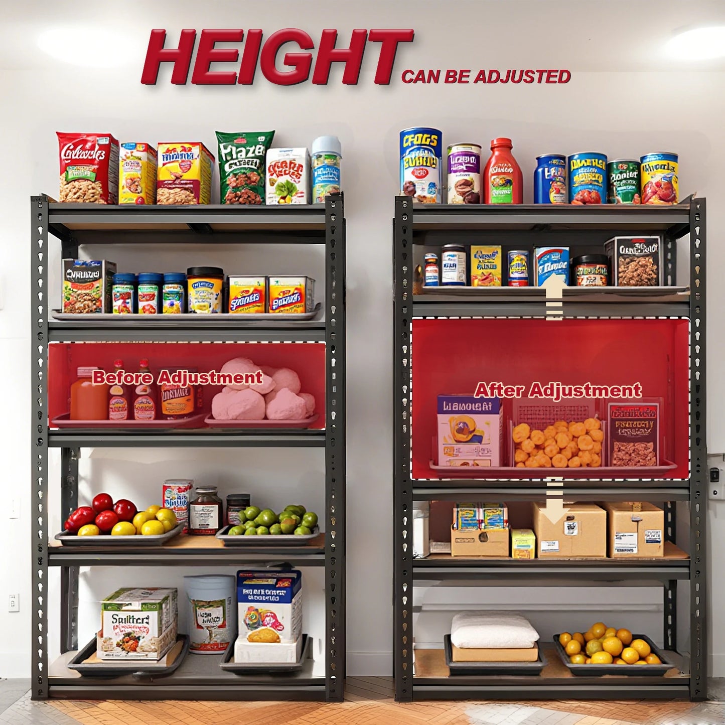 Five Tier Garage Shelving Unit Heavy Duty Adjustable Storage Rack