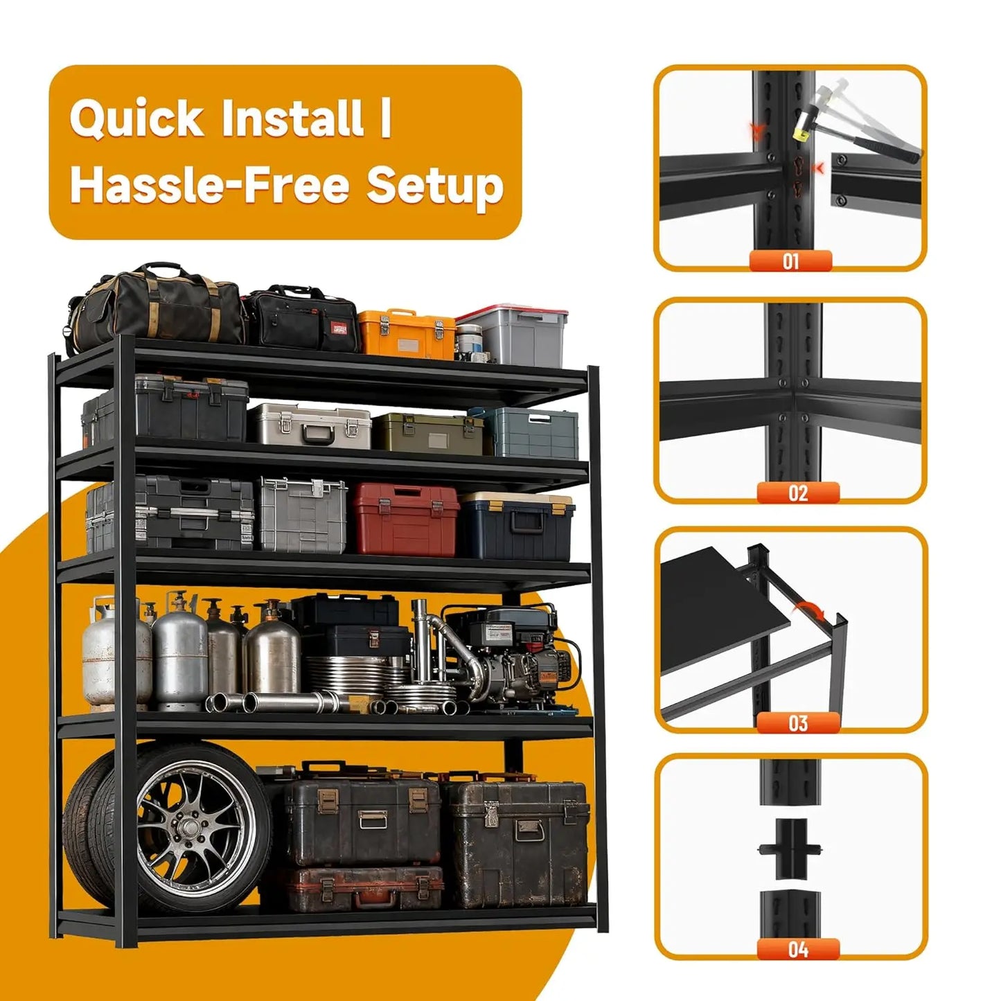 5 Tier Heavy Duty Garage Shelving Unit For Industrial Storage