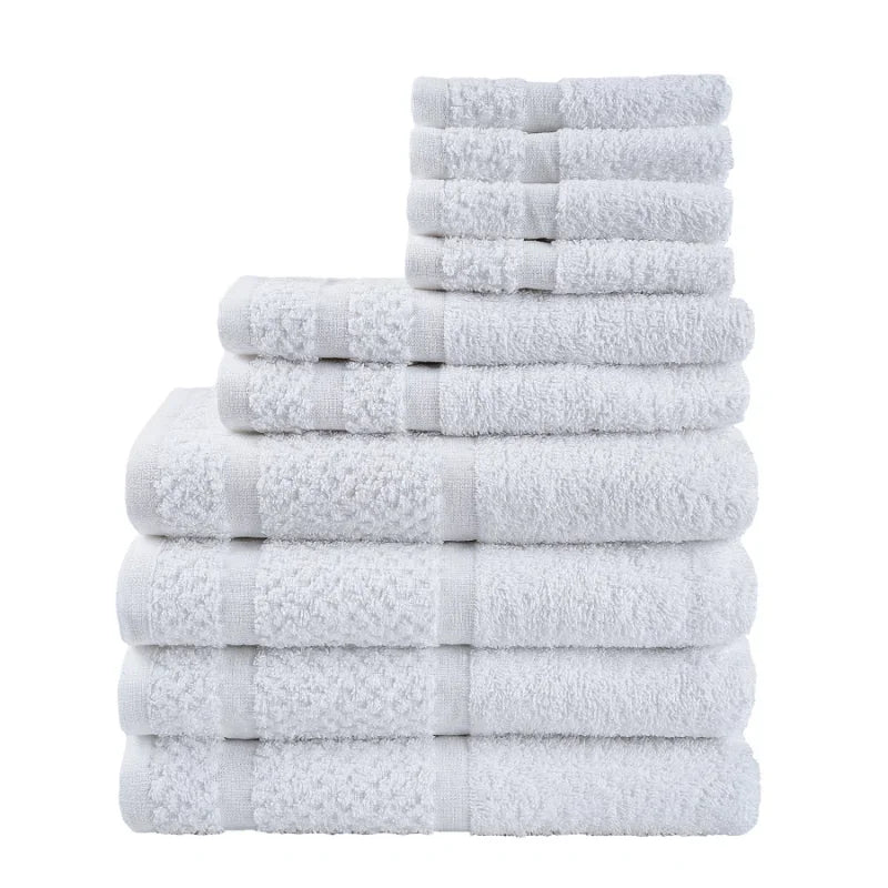 10 Piece Cotton Towel Set With Quick Dry And Durability