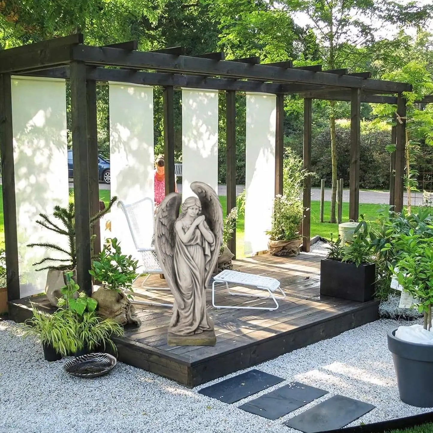Outdoor Angel Garden Statues Catholic Resin Concrete Finish
