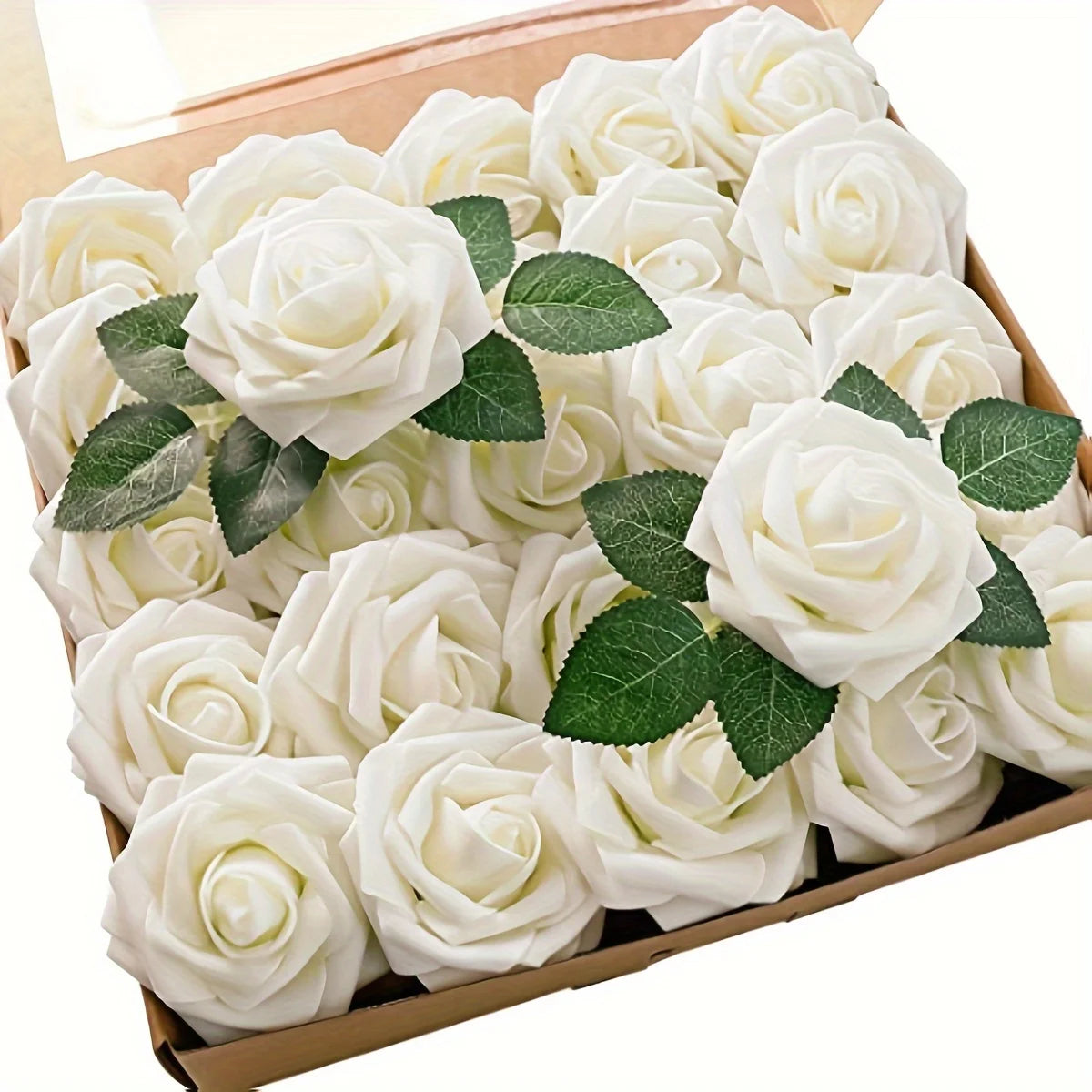 25pcs Artificial Roses With Stems For DIY Wedding Bouquets