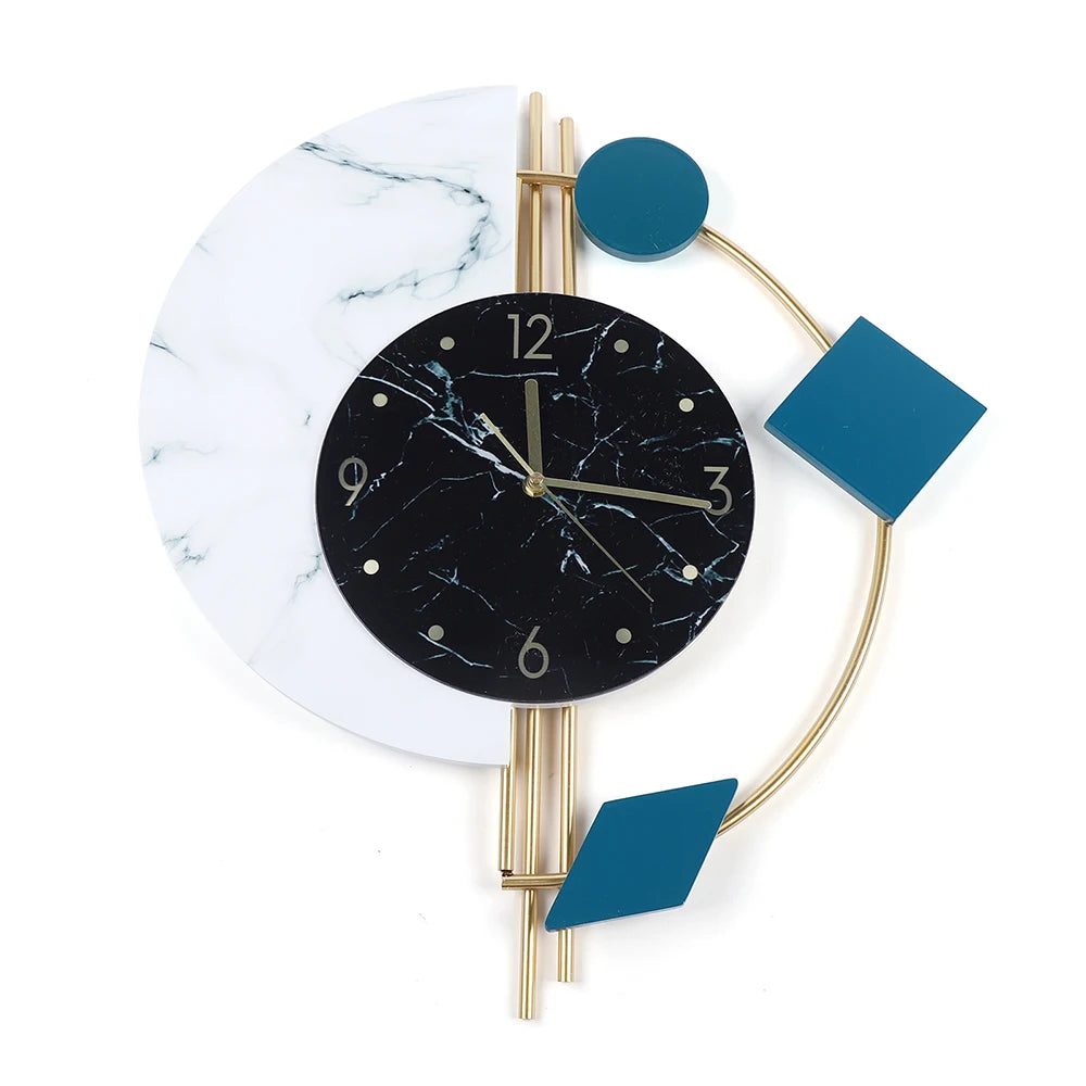 Bymaocar Marble Mirror Dial Wall Clock Luxurious Quartz Decor