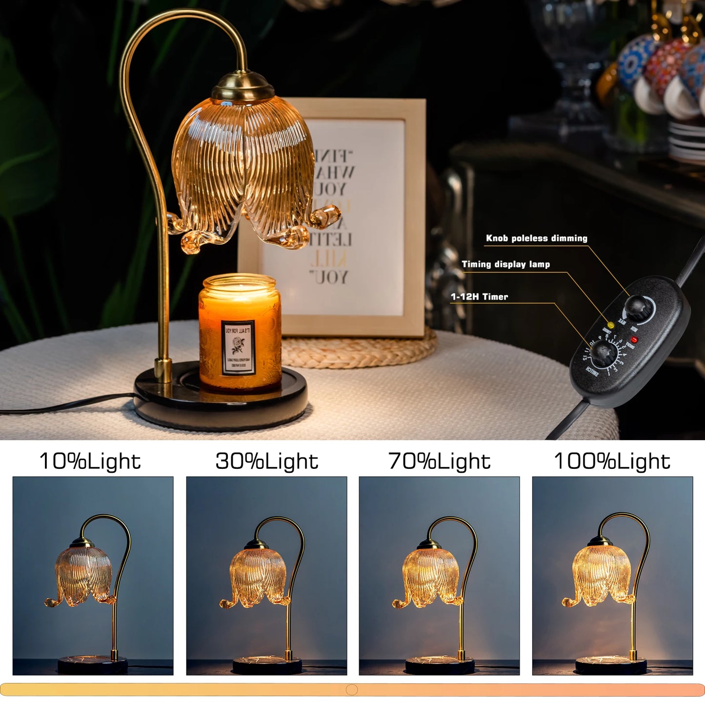 Tulip Flower Warm Candle Lamp French Retro Nightstand Light