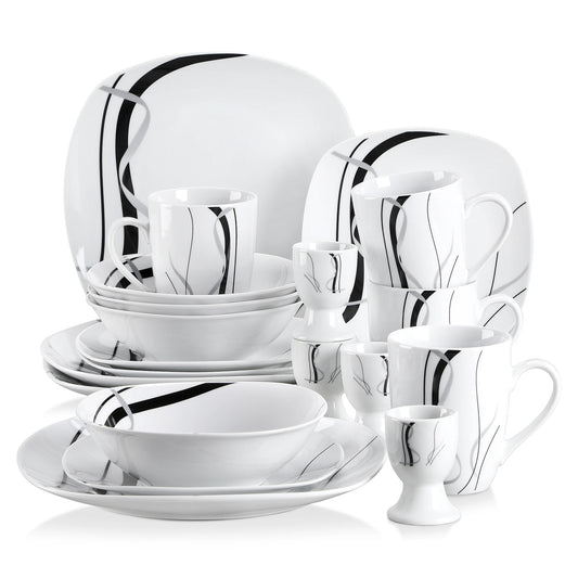 MALACASA Fiona Porcelain Dinnerware Set 7-9 People