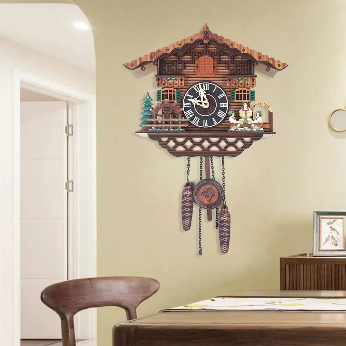 Combination Bird Cuckoo Wall Clock With Auto Wings