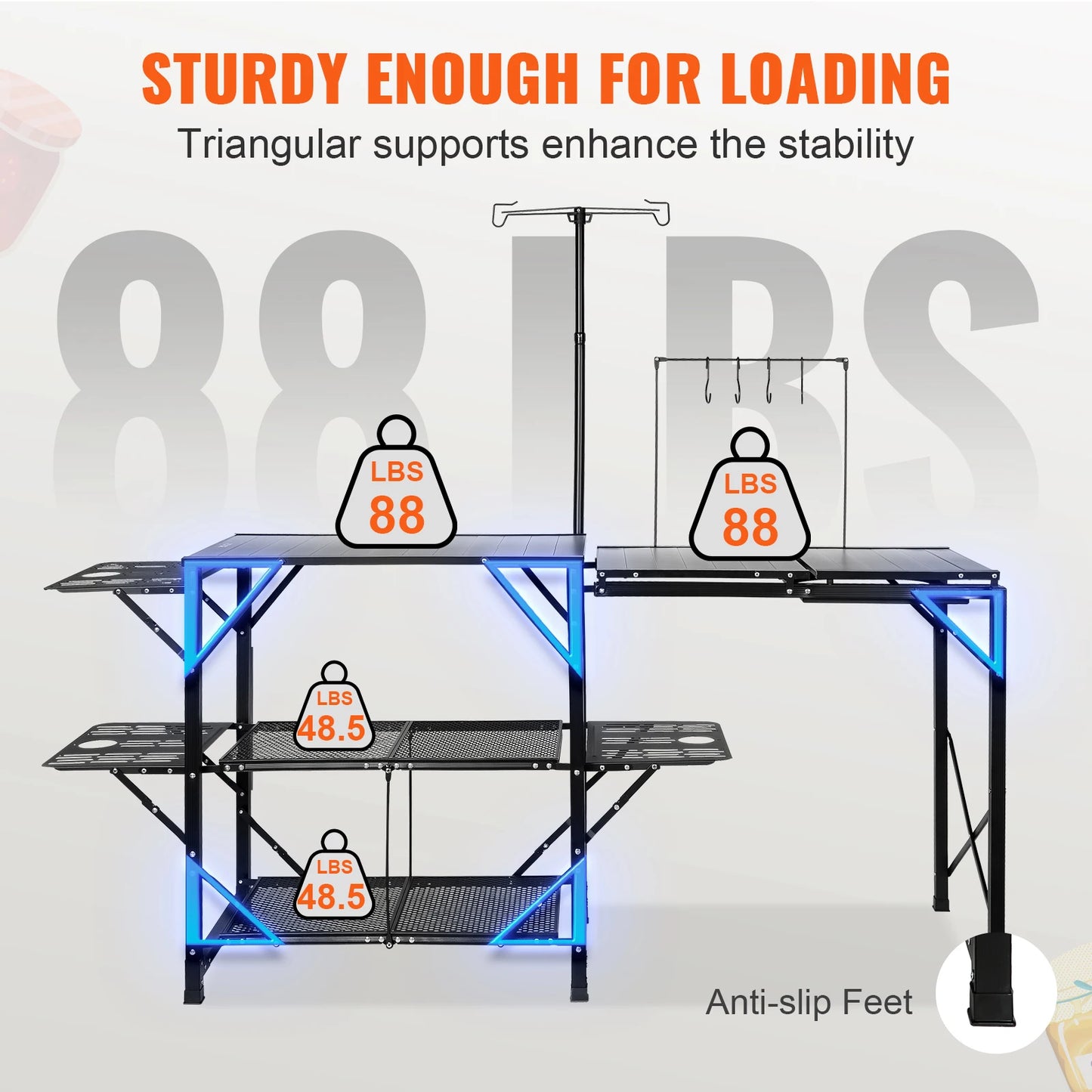 SucceBuy Camping Kitchen Table With Sink Portable Outdoor Cook Station