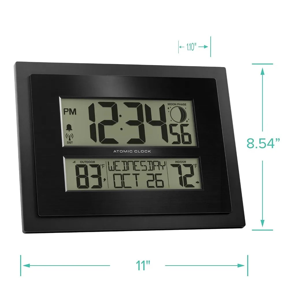 Digital Atomic Clock With Outdoor Temperature Moon Phase Wireless Sensor