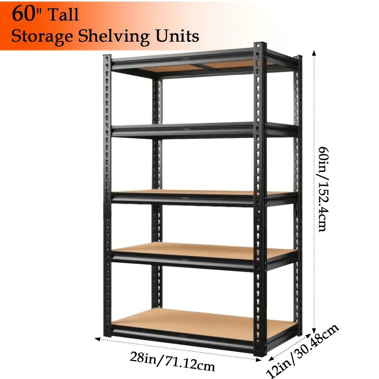 Heavy Duty Garage Racking, 5-Tier Steel Shelving, 2000 Pound Capacity