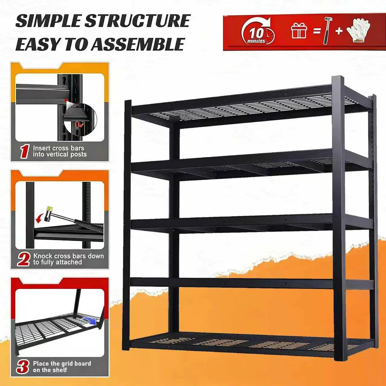 Adjustable Metal Double Layer Column Shelving Rack Commercial Grade Warehouse