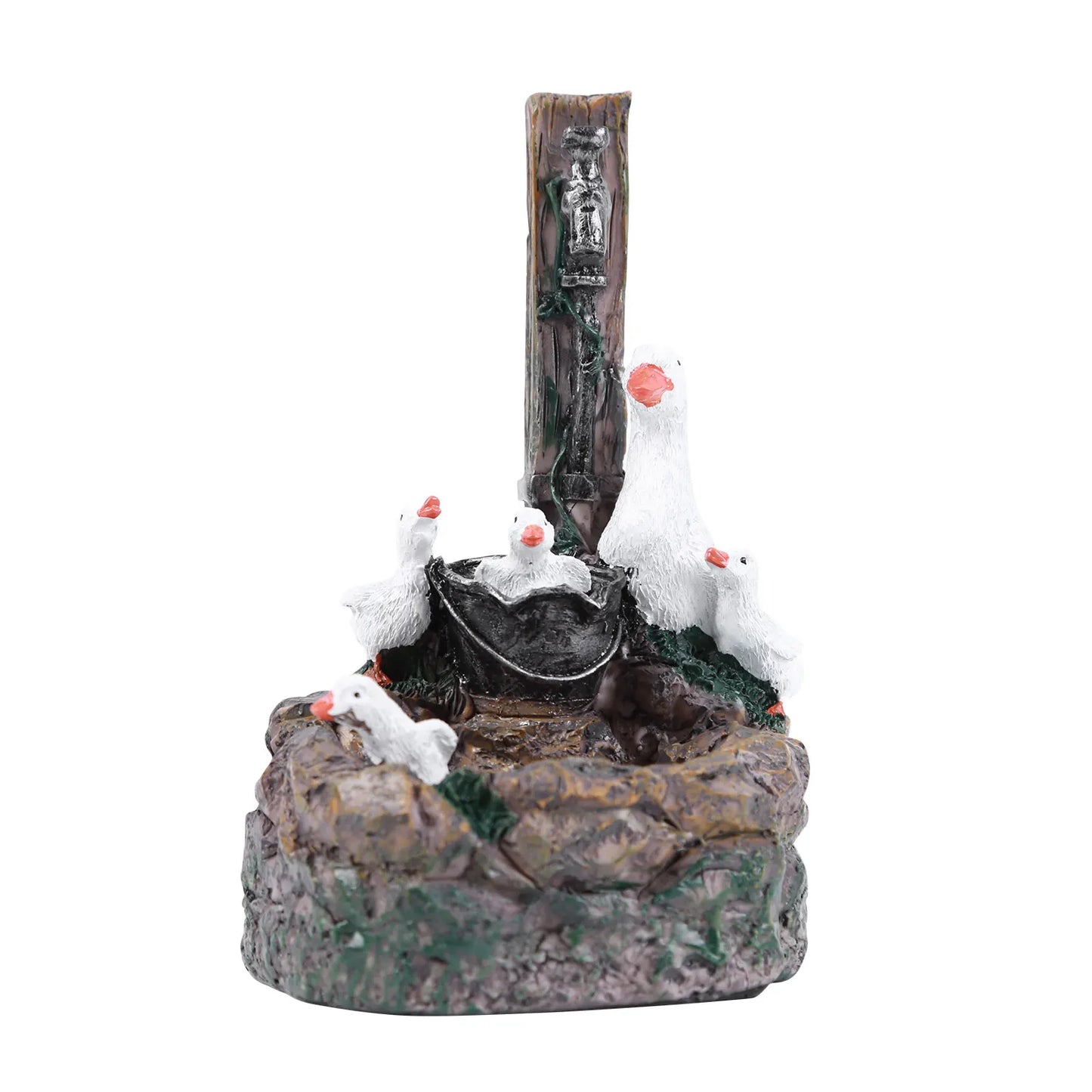 Alloet Duck and Squirrel Water Fountain Ornament for Garden Decor