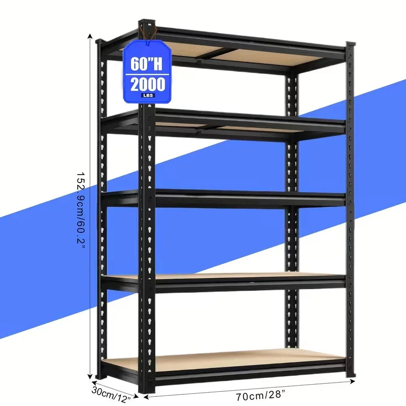 Five Tier Garage Shelving Unit Heavy Duty Adjustable Storage Rack