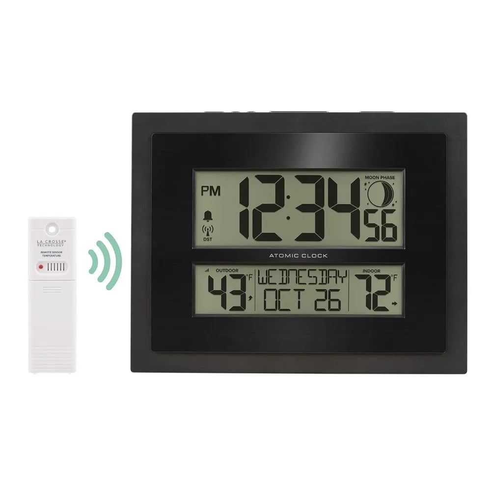 Digital Atomic Clock With Outdoor Temperature Moon Phase Wireless Sensor