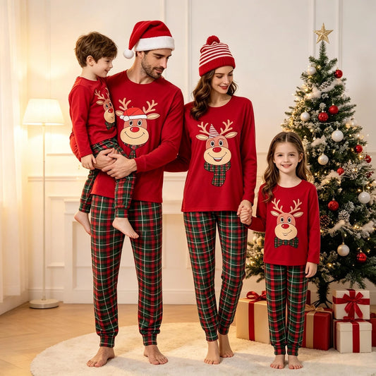Christmas Reindeer Family Matching Pajamas for Adults and Kids