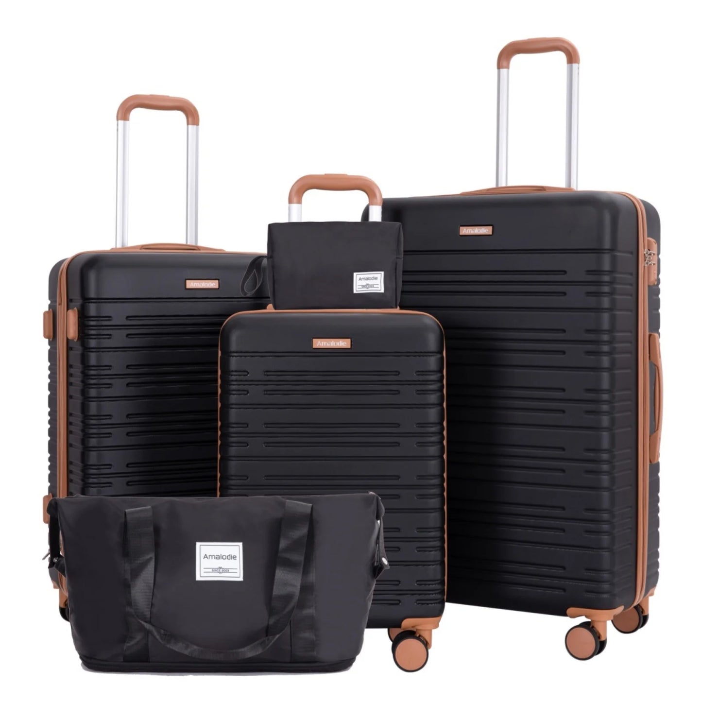Amalodiecn 3-Piece ABS Luggage Set With Spinner Wheels And TSA Lock