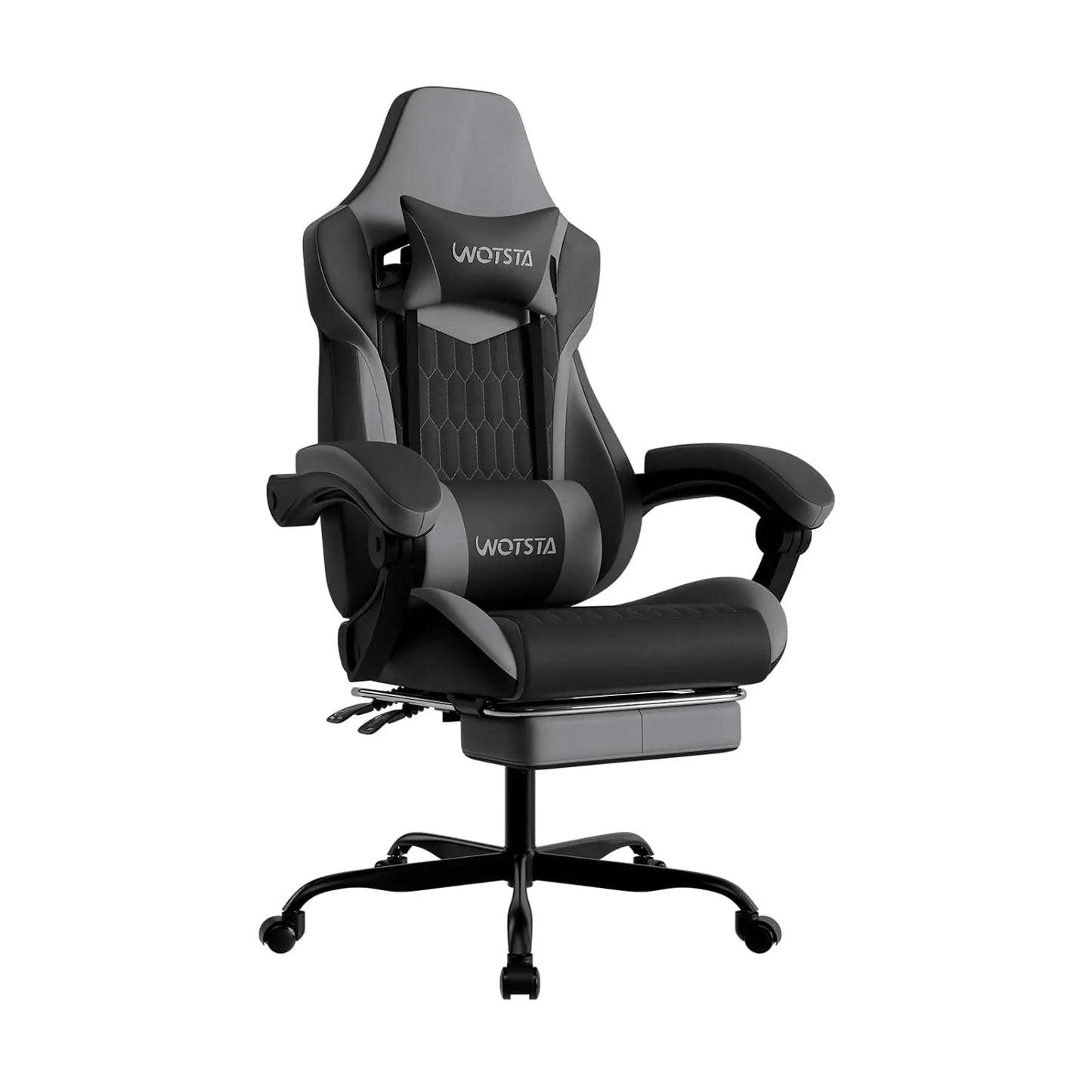 Ergonomic Gaming Chair With Footrest And Adjustable PVC Leather Headrest