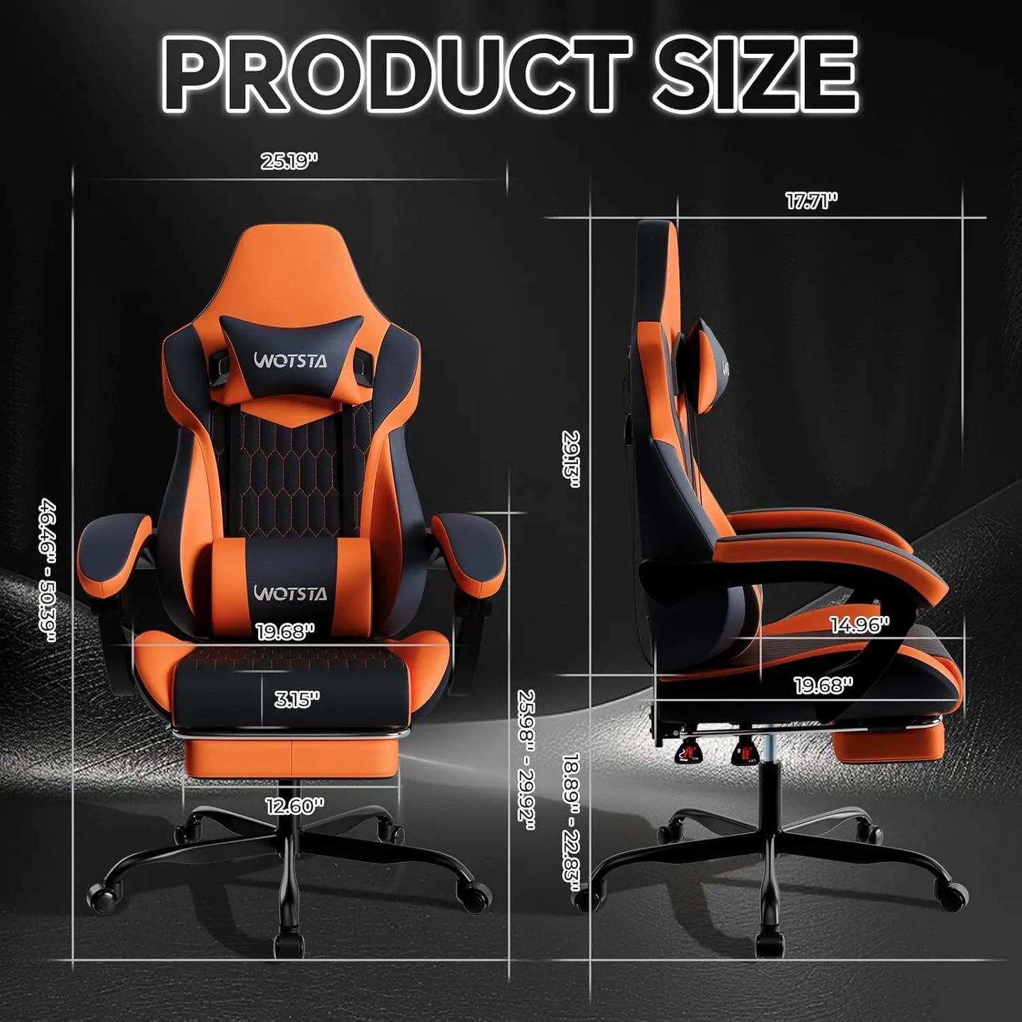 Ergonomic Gaming Chair With Footrest And Adjustable PVC Leather Headrest