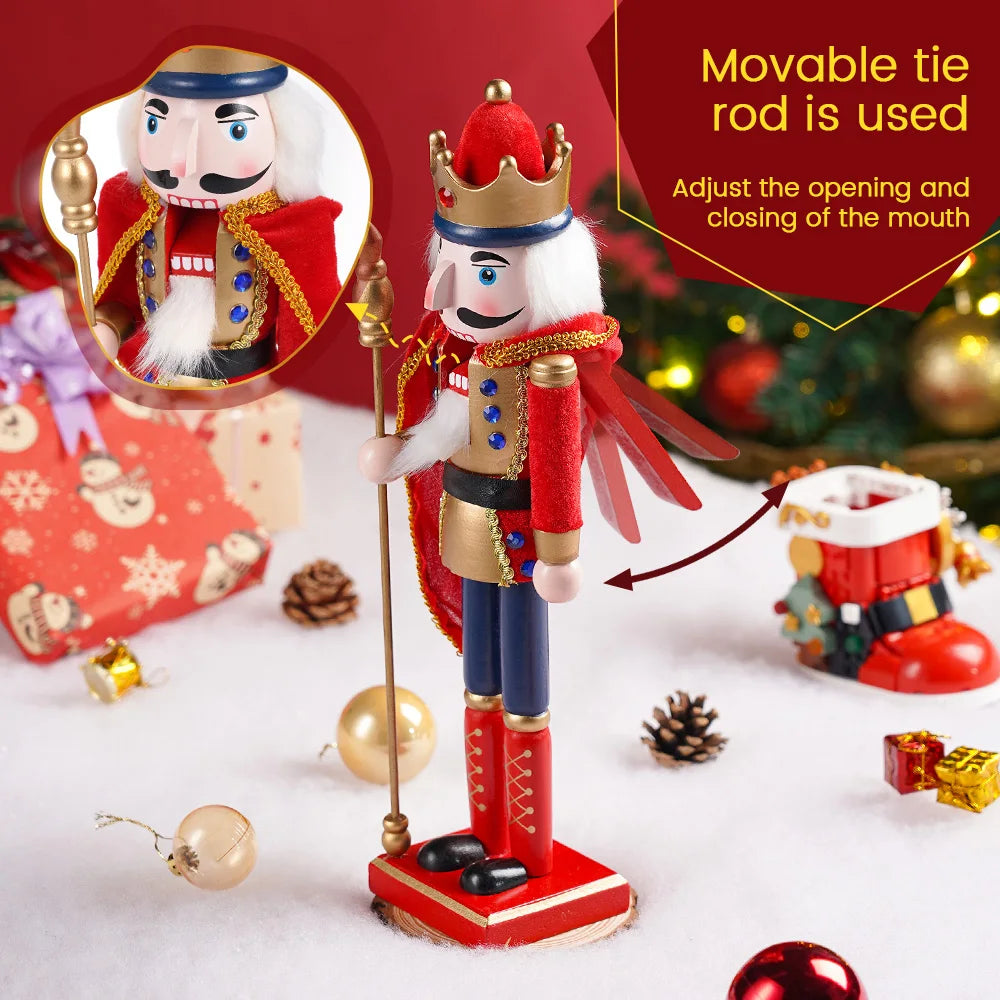 Majestic King Nutcracker Soldier With Cloak Festive Wooden Statue