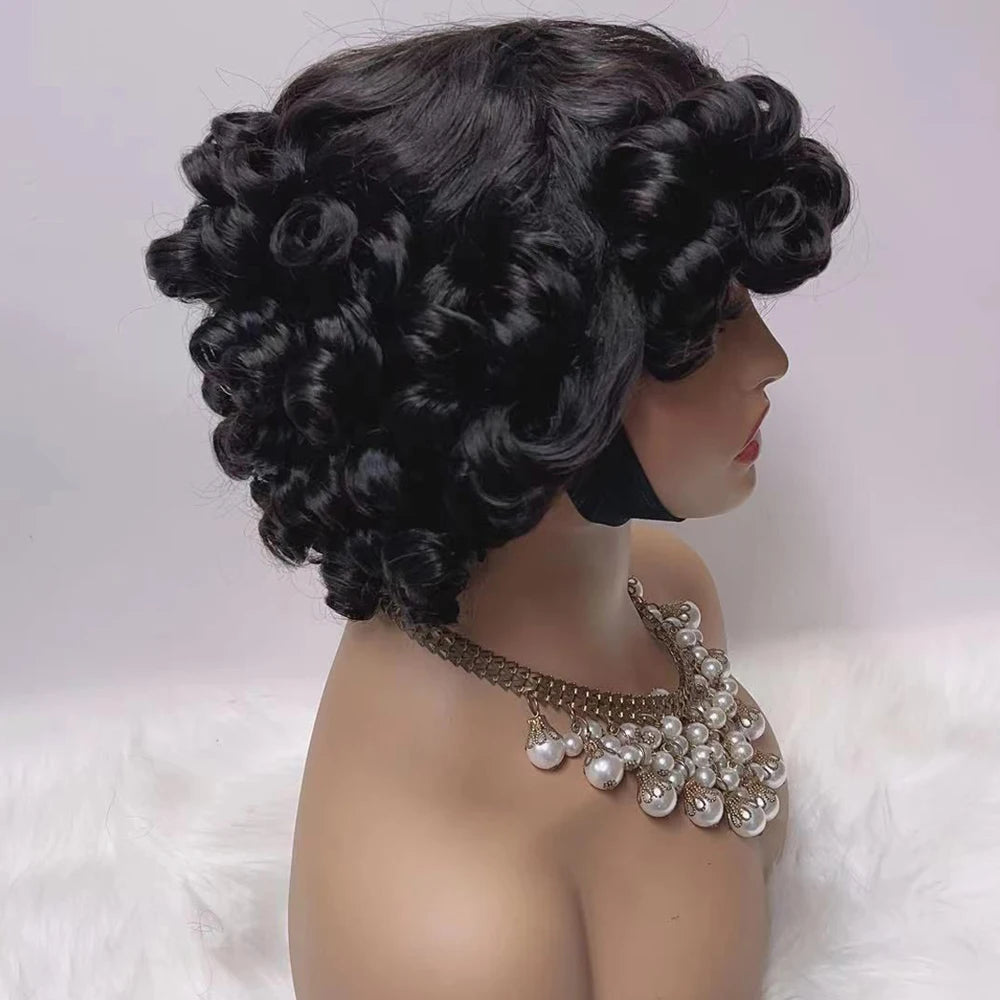 HJ WEAVE BEAUTY 330 Density Brazilian Egg Curl Pixie Wig