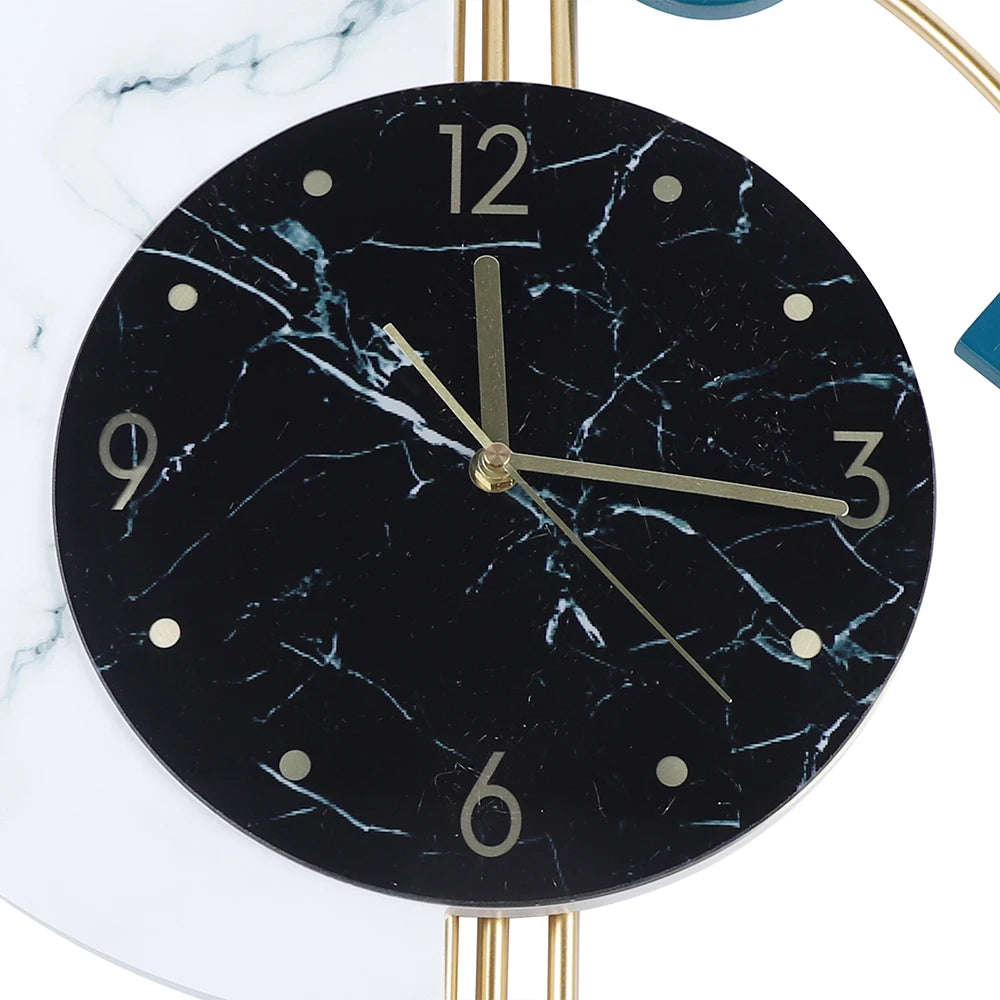 Bymaocar Marble Mirror Dial Wall Clock Luxurious Quartz Decor