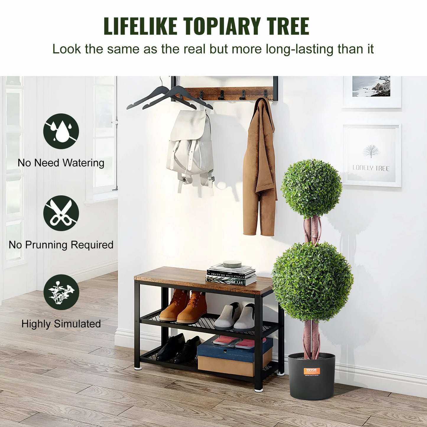 SucceBuy Artificial Boxwood Topiary Tree Faux Plant For Indoor Decor