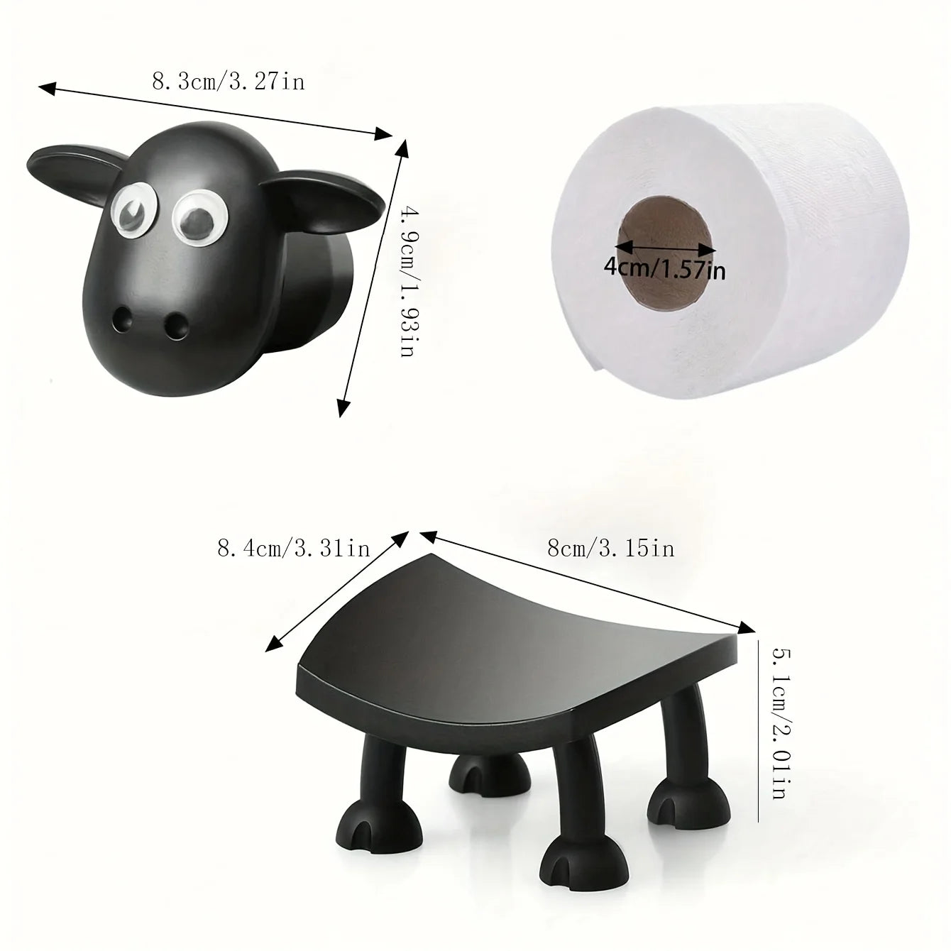 Toilet Paper Holder Set 3 In 1 Roll Up Bathroom