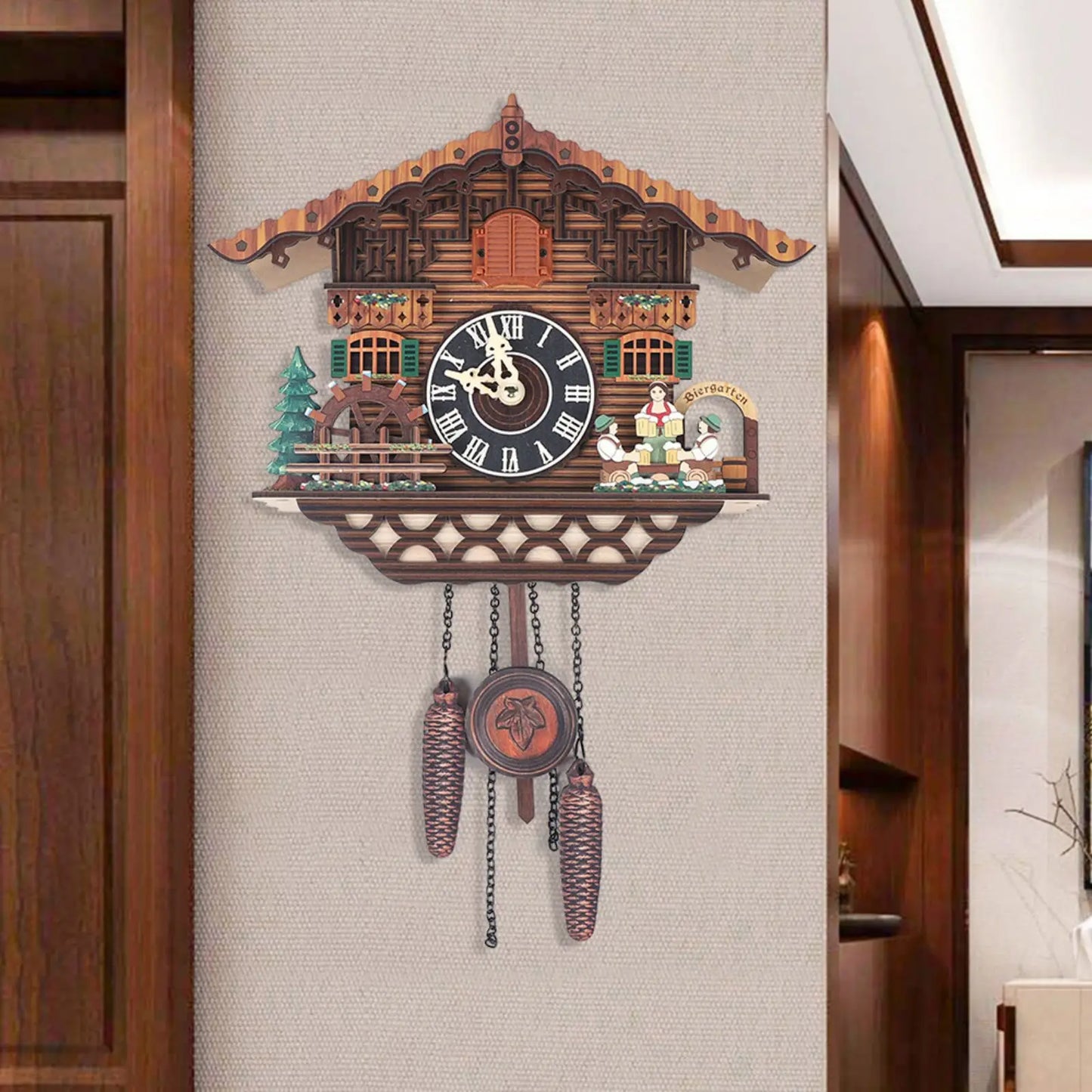 Combination Bird Cuckoo Wall Clock With Auto Wings