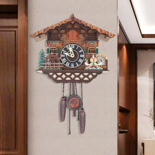 Combination Bird Cuckoo Wall Clock With Auto Wings