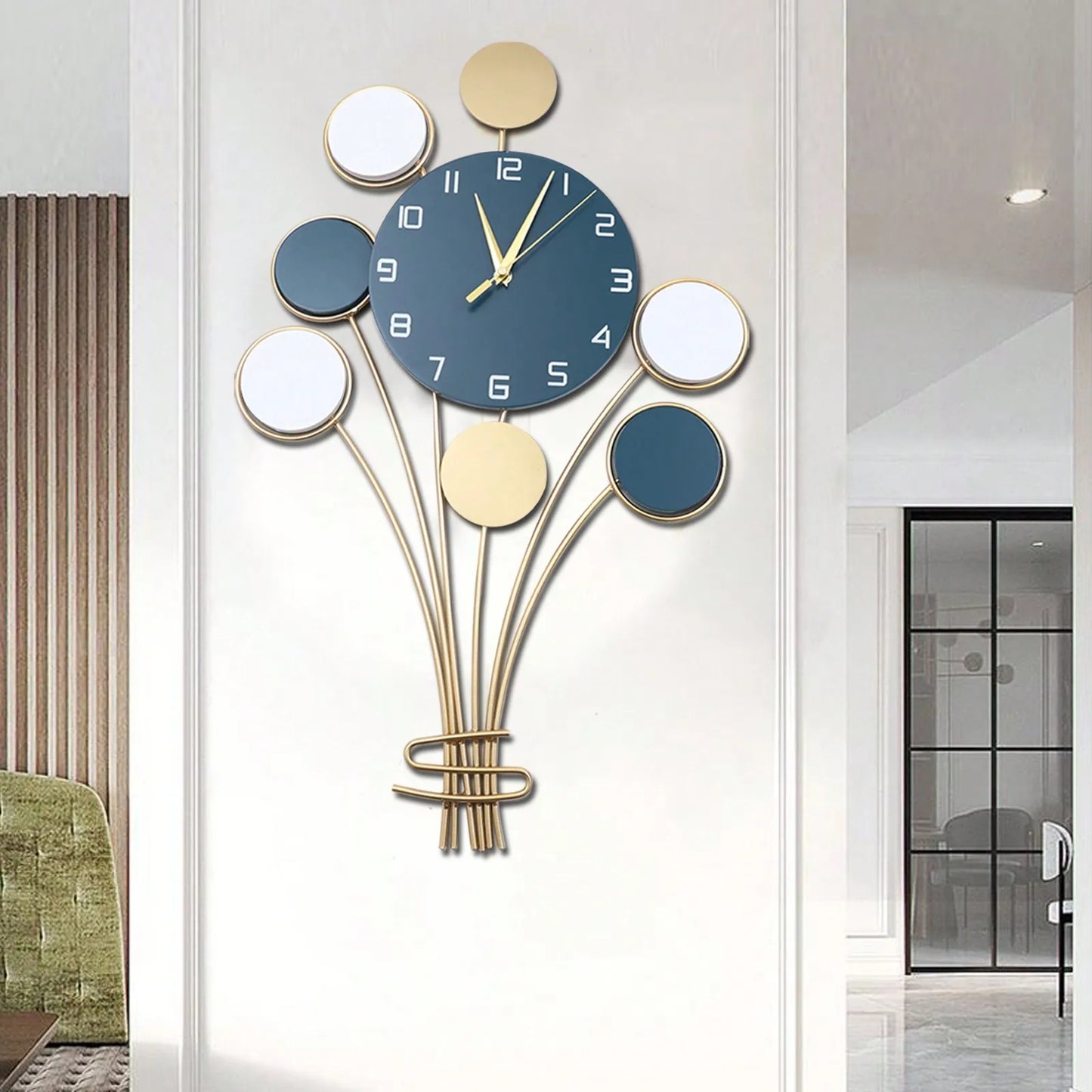 Wall Clock Without Drilling Battery Operated Silent Hot Air Balloon Decor