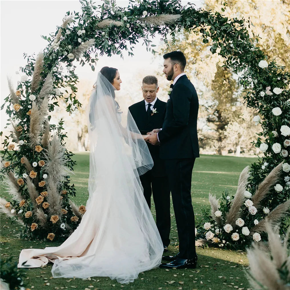 Removable Round Wedding Arch Metal Backdrop Frame With Garland