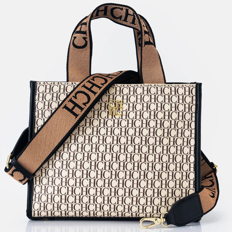 CH Women's PU Leather Designer Handbag Large Capacity Tote