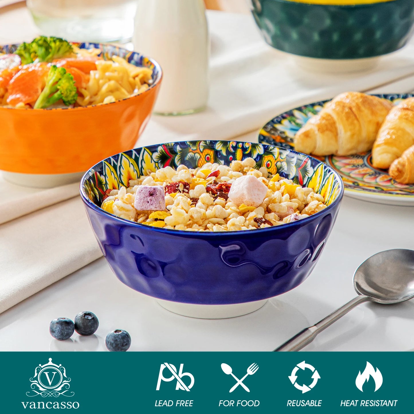 MALACASA Ceramic Soup Bowls Set 6 Piece Dishwasher Safe