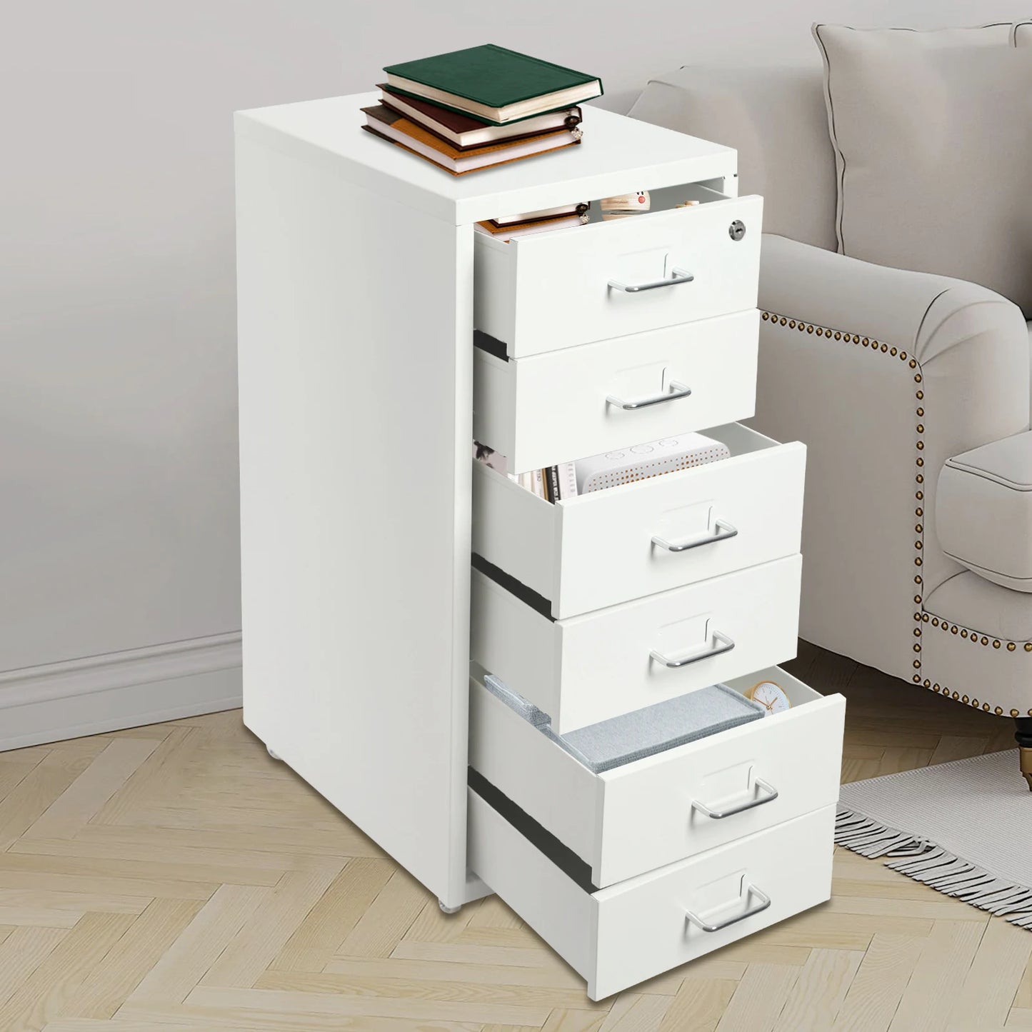 Vertical Filing Cabinet With Lock And Wheels For Office