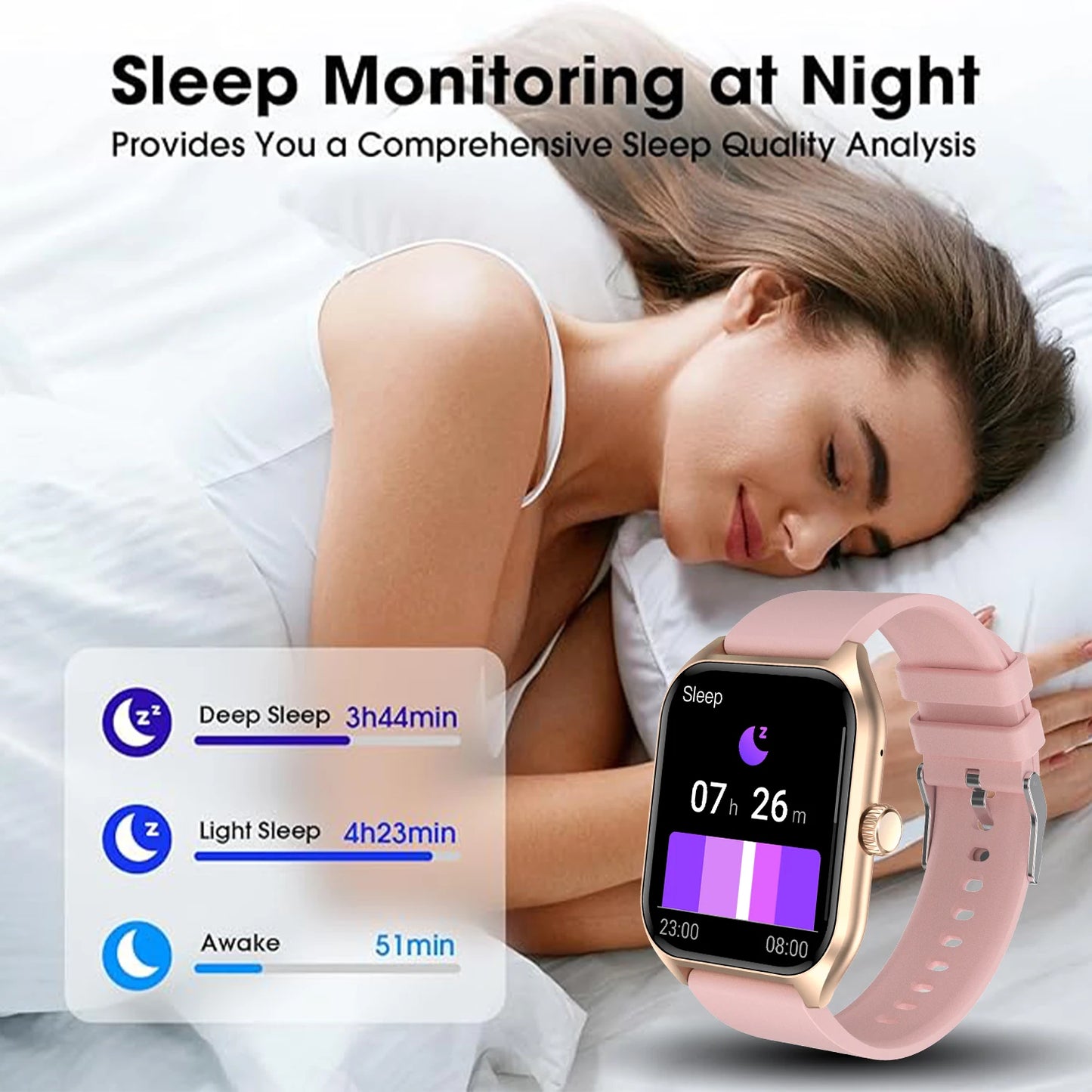 LIVLOVCP AI Voice Assistant Smart Watch HD Screen Heart Rate Monitor