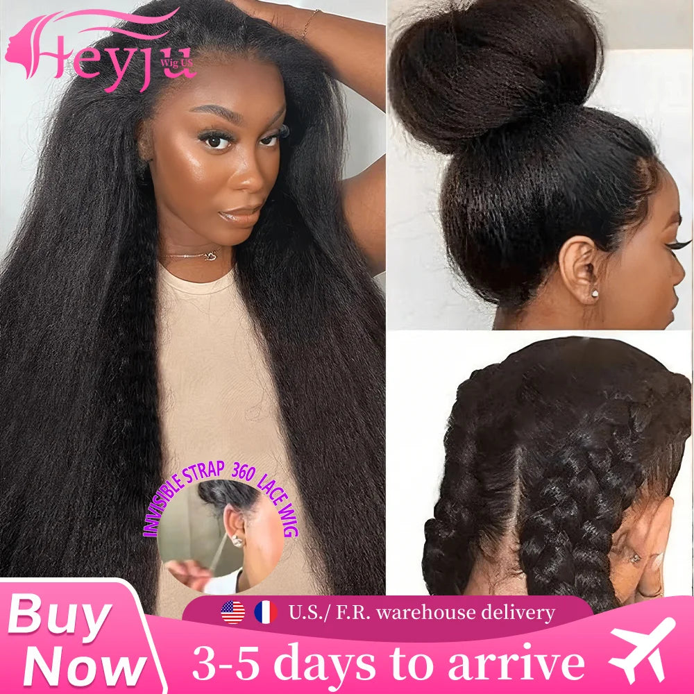 Heyju 360 HD Full Lace Glueless Wig Yaki Straight Lace Front Human Hair