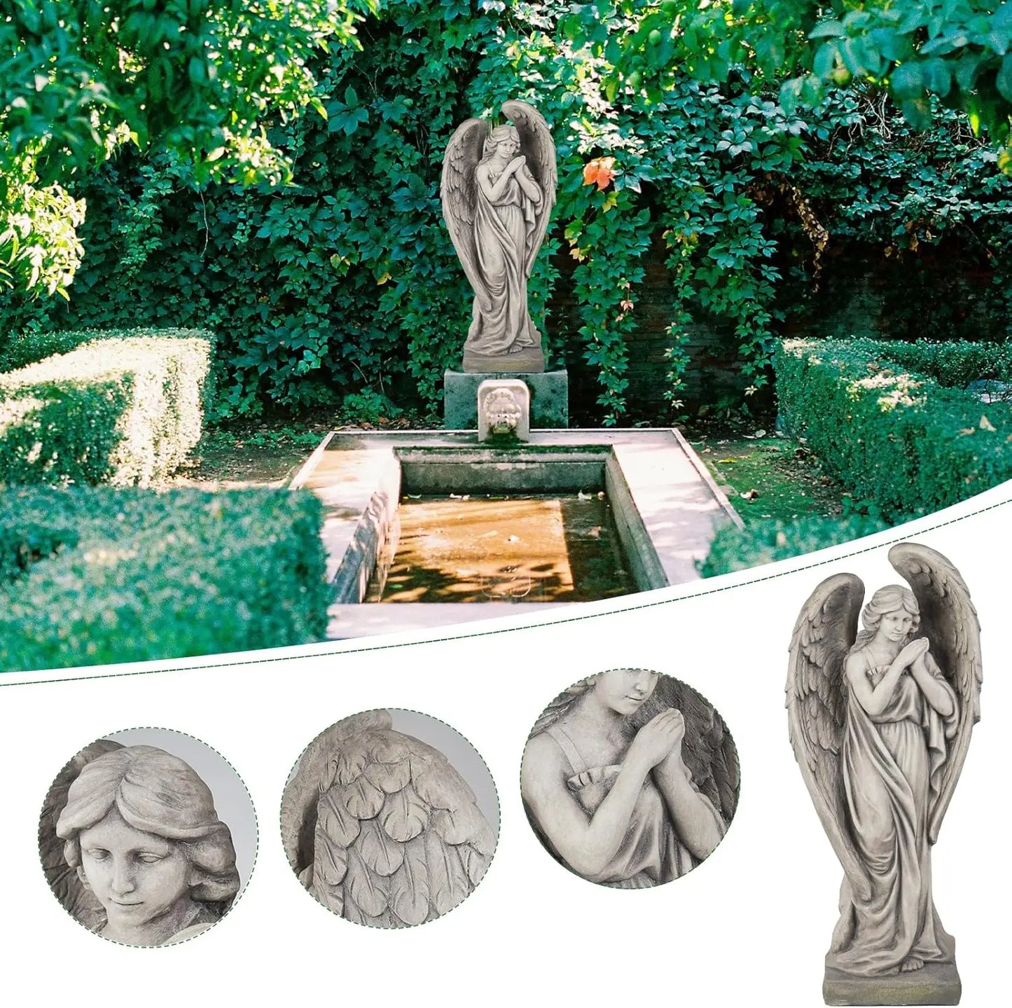 Outdoor Angel Garden Statues Catholic Resin Concrete Finish