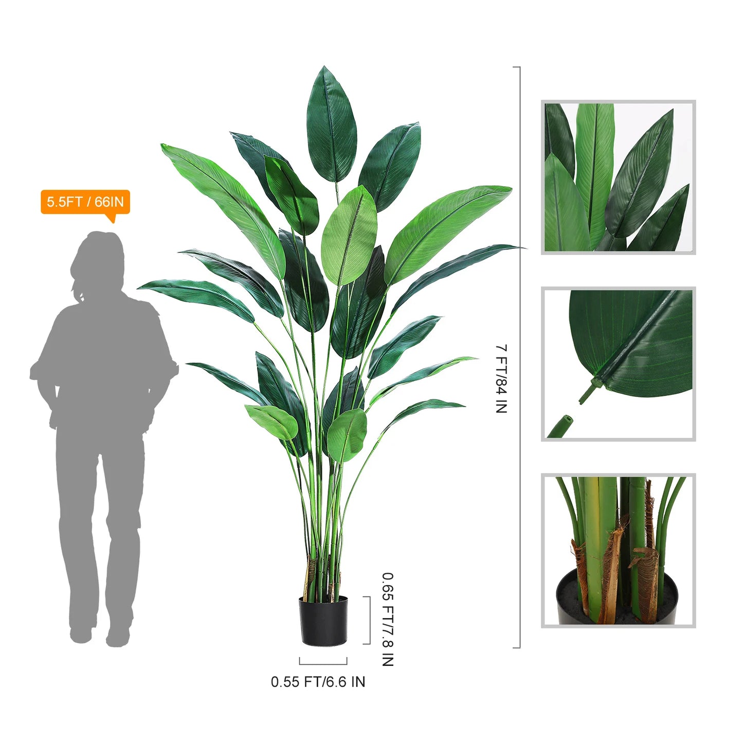 StudysetCN Artificial Bird of Paradise Plant Faux Outdoor Indoor Decor