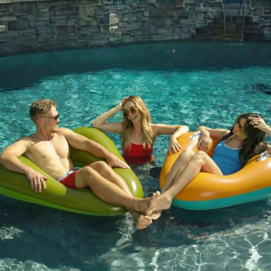 Triangle Inflatable Pool Float Tubes 44 Inch 2 Pack With Handles