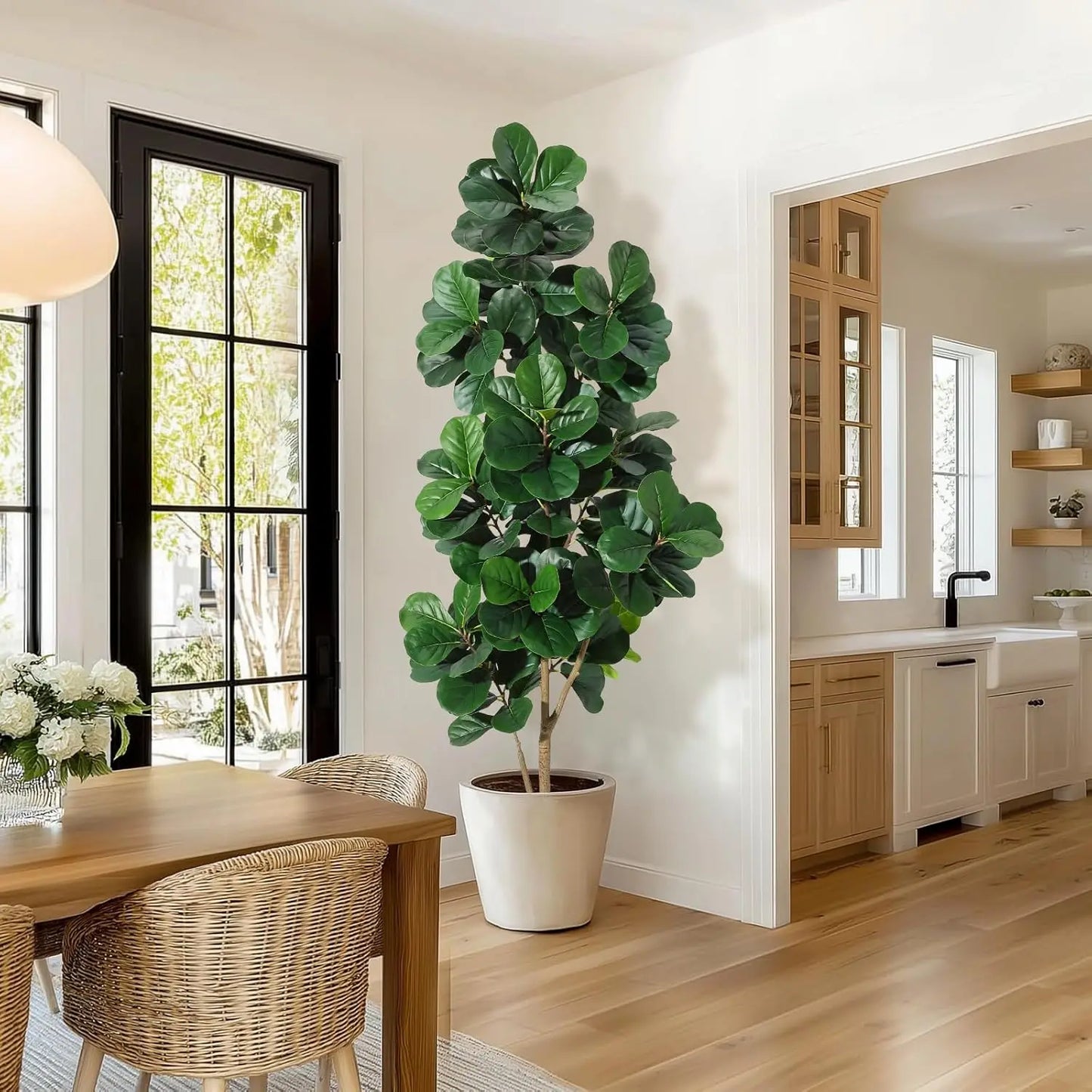 HiMIS Fiddle Leaf Fig Tree Artificial Lyrata Planter Pot