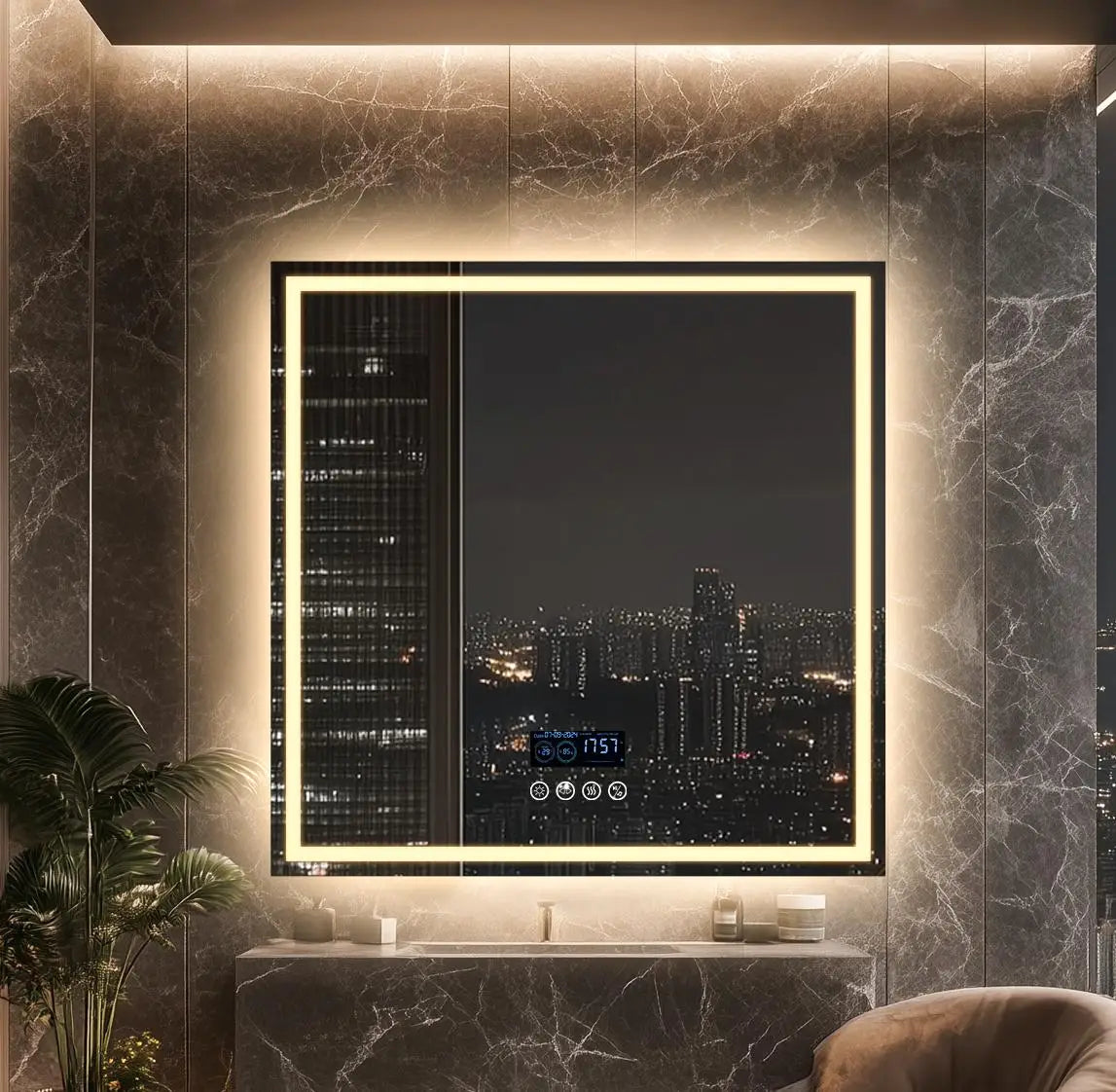 Bluetooth Music LED Bathroom Mirror With Anti Fog Touch Control 3 Color Modes