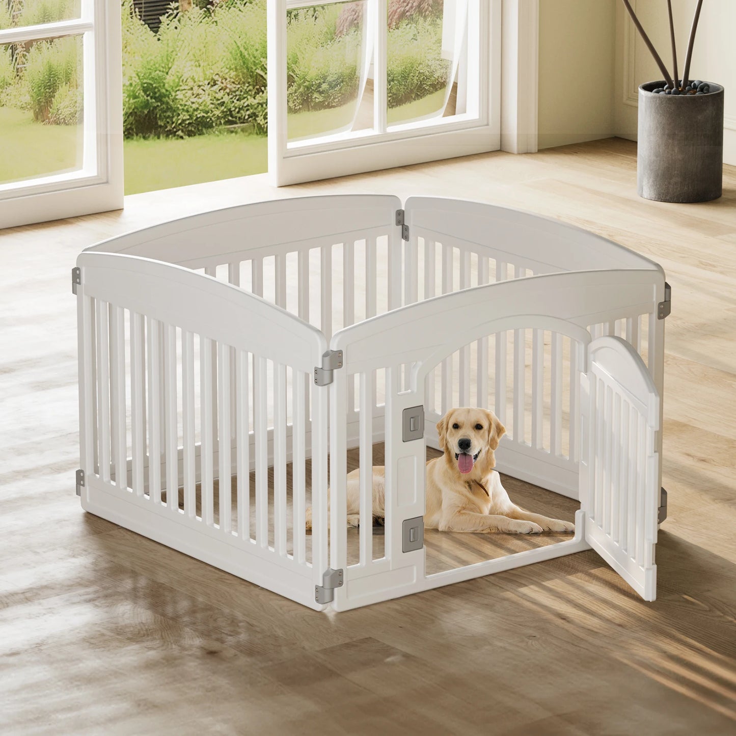 JHK Plastic Dog Playpen Expandable Portable Indoor Outdoor Fence