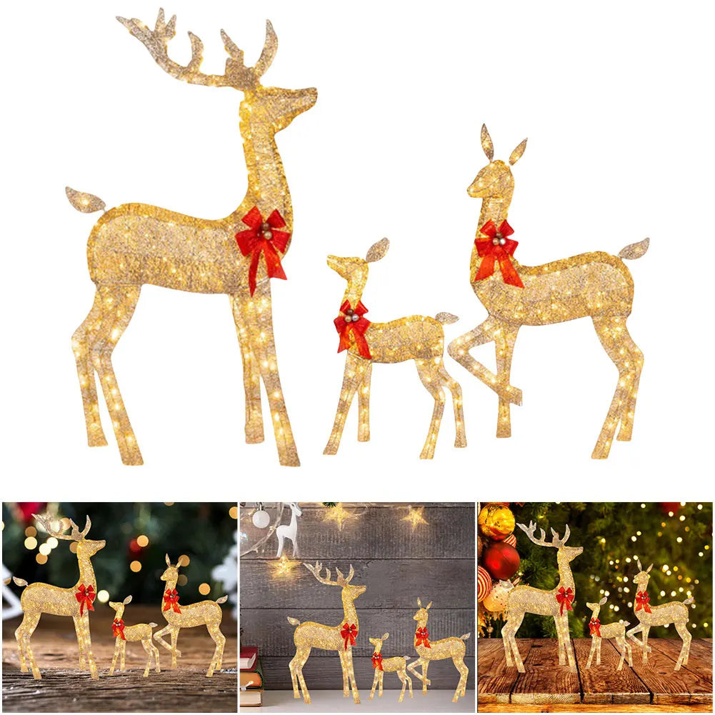 Lighted Christmas Deer Family Decor 3-Piece Set