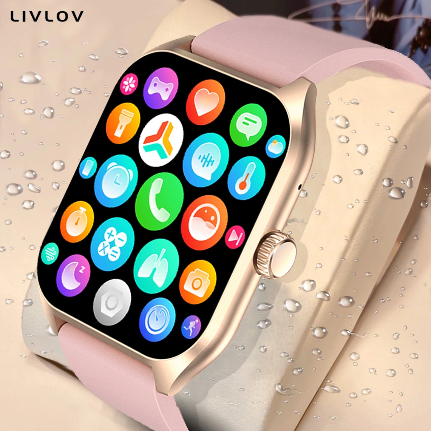 LIVLOVCP AI Voice Assistant Smart Watch HD Screen Heart Rate Monitor