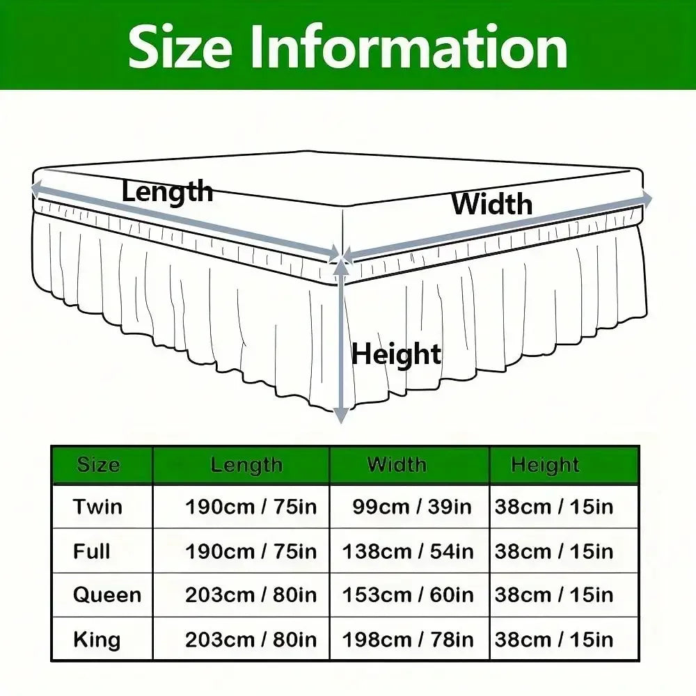 NONECN Breathable Dustproof Bed Skirt For Bedroom And Guest Room