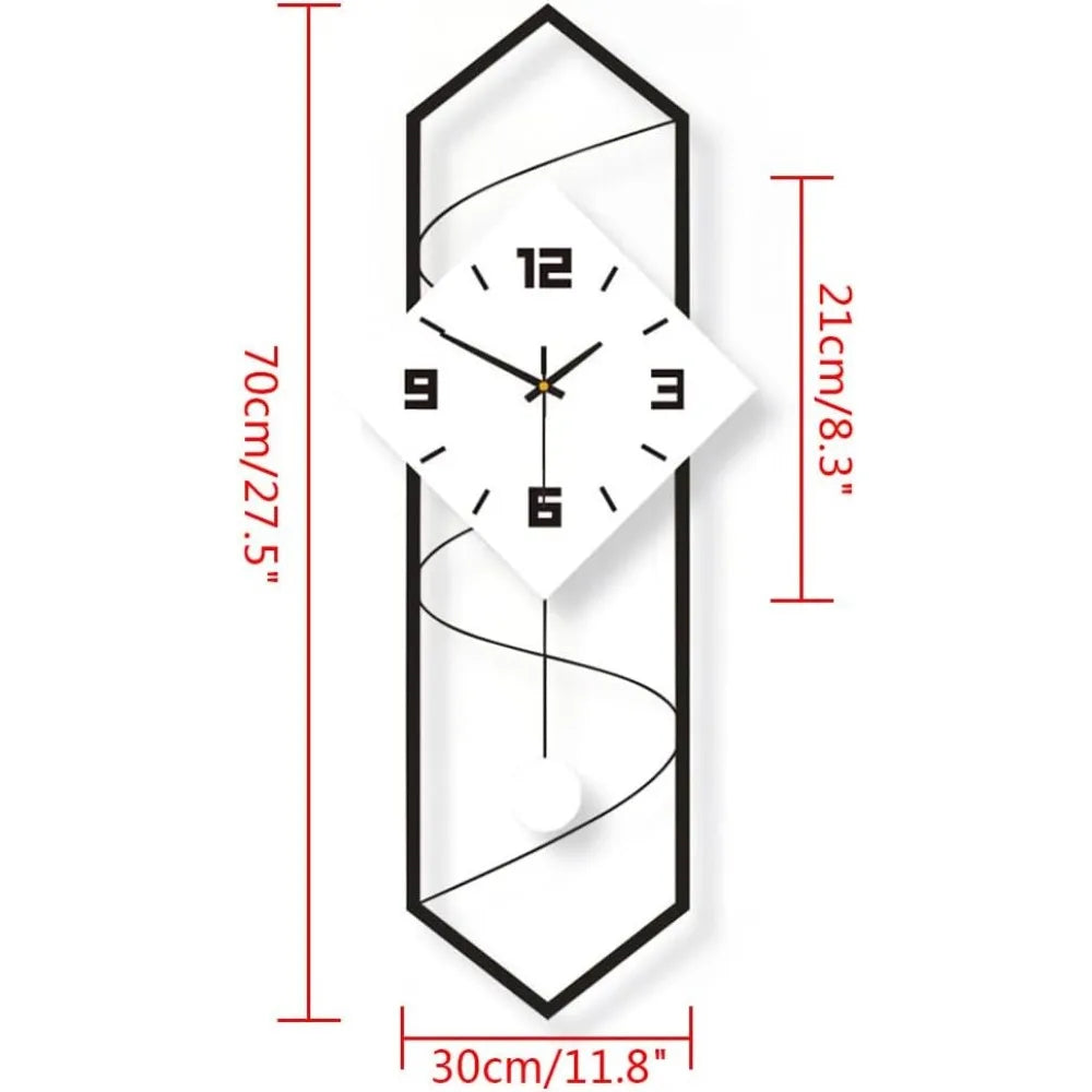 Swing Quartz Silent Wall Clock Modern Metal Pendulum Hook