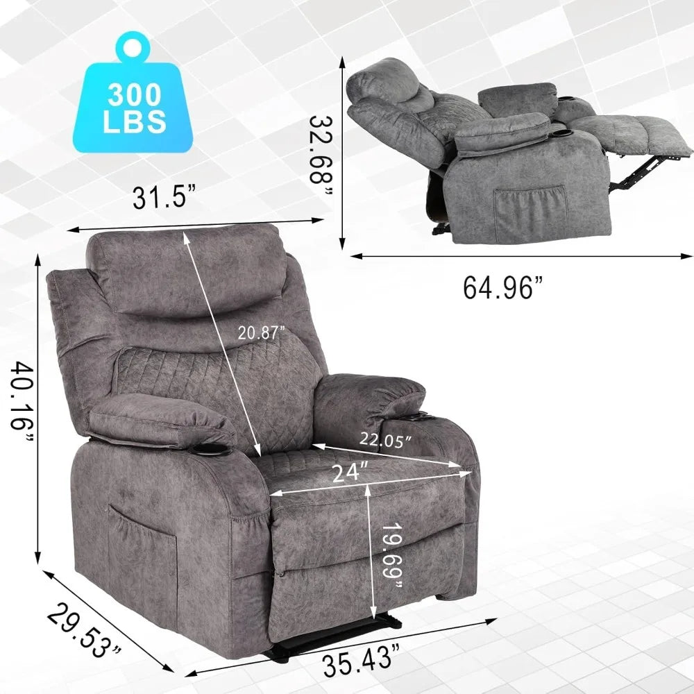 Huanzhuang Overstuffed Heated Massage Recliner Chair