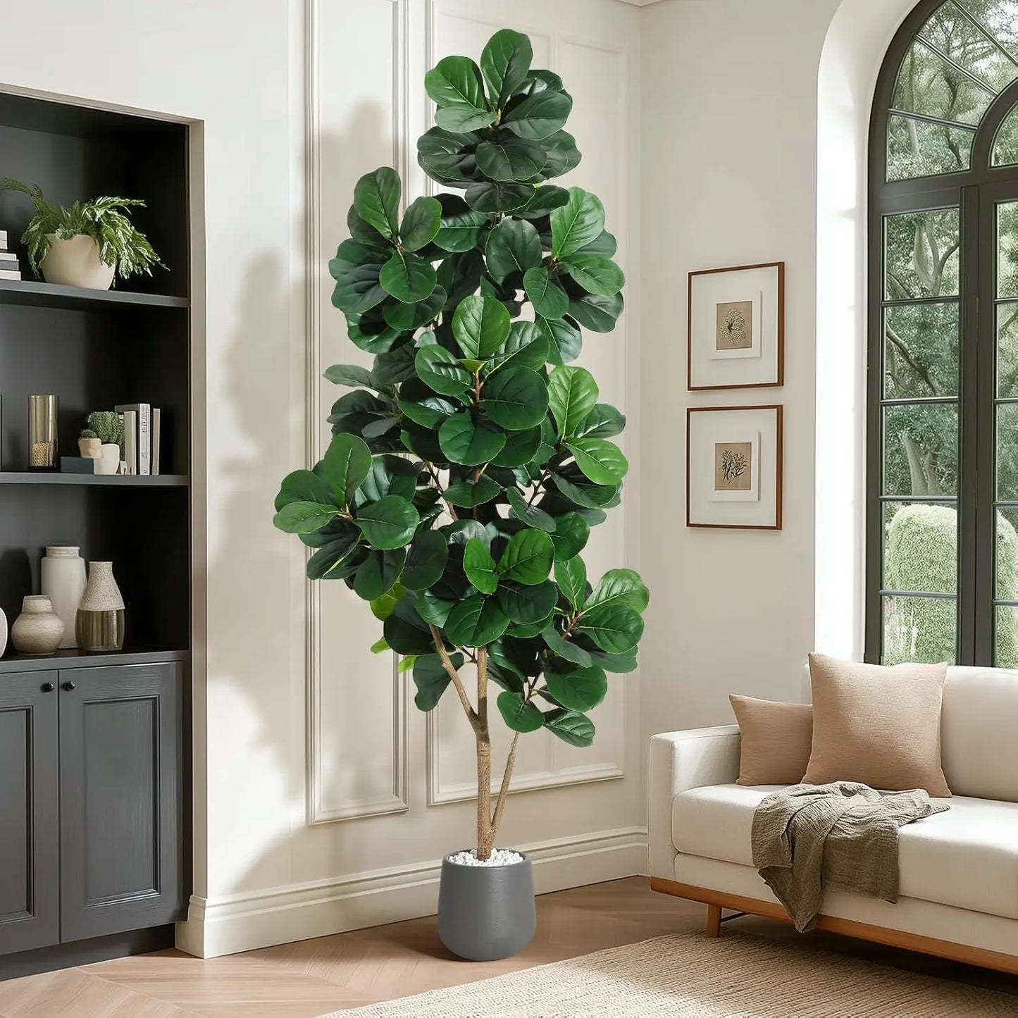 HiMIS Fiddle Leaf Fig Tree Artificial Lyrata Planter Pot