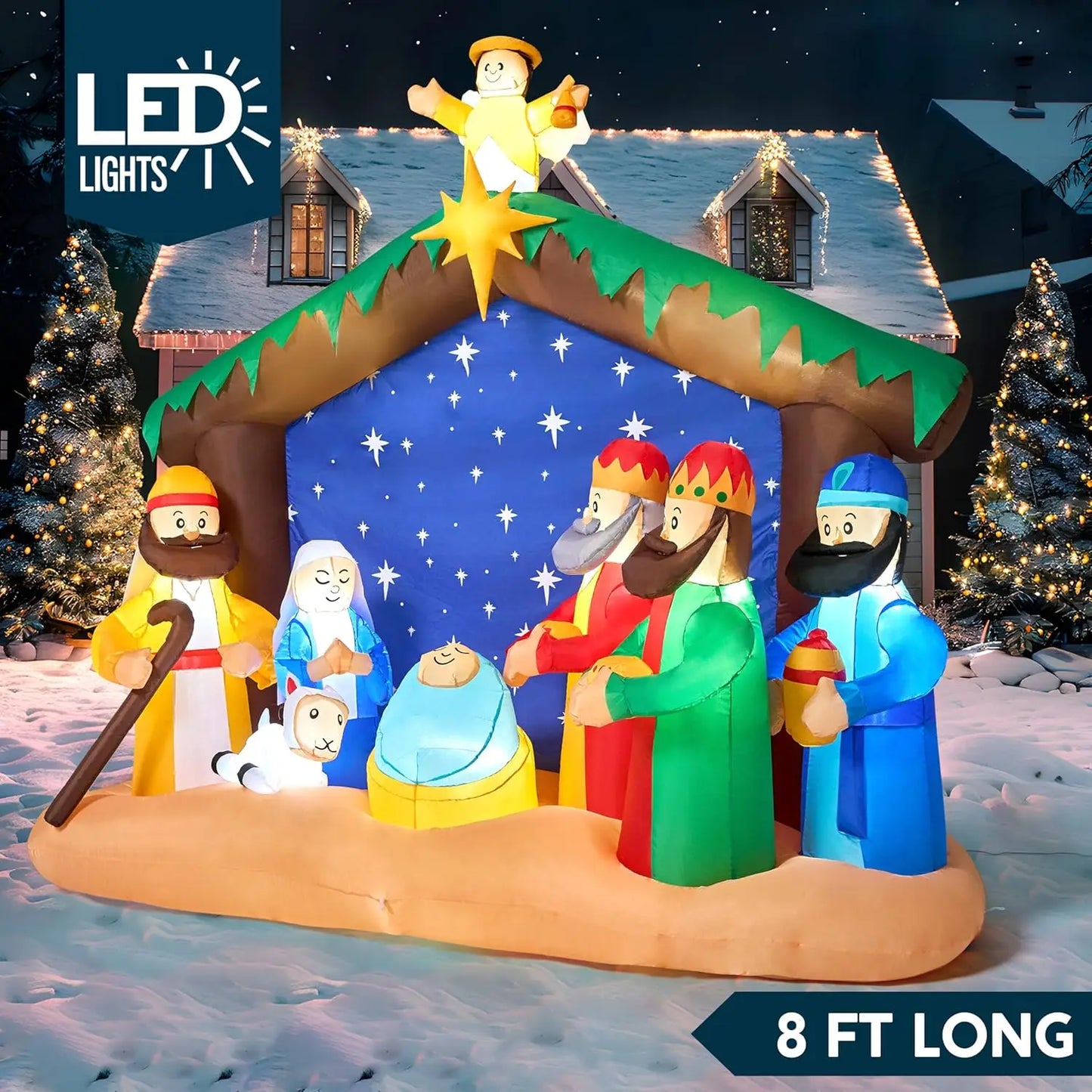 Joyfy Nativity Scene Christmas Inflatable LED Lights for Yard