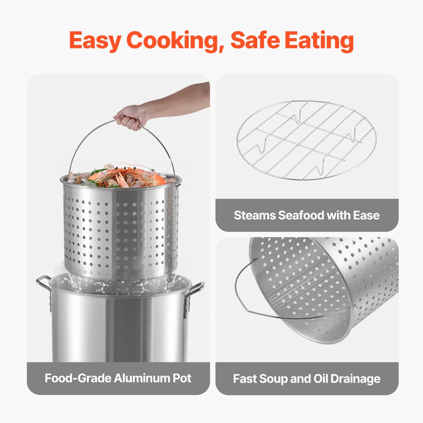 SucceBuy Seafood Boiling Kit With Strainer Steamer Stockpot Rack
