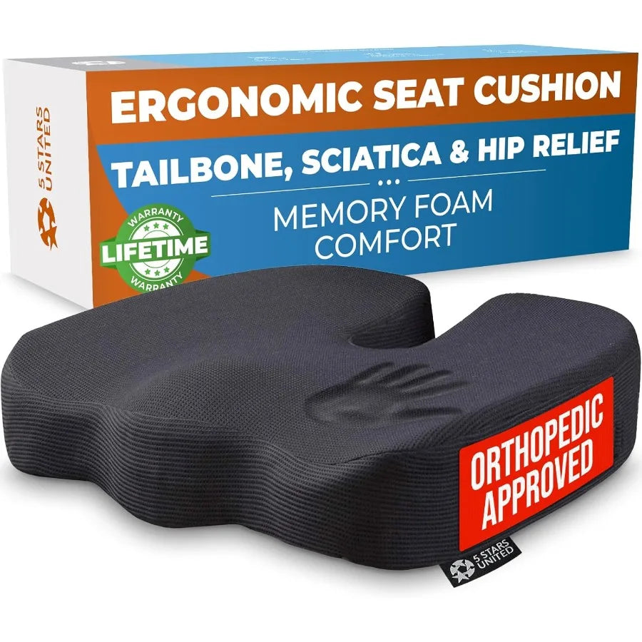 Memory Foam Seat Cushion Office Chairs Tailbone Pain Relief Breathable